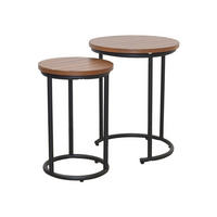 BEISTELLTISCHSET rund Braun  - Schwarz/Braun, Design, Holzwerkstoff/Metall (40/40/50cm) - MID.YOU