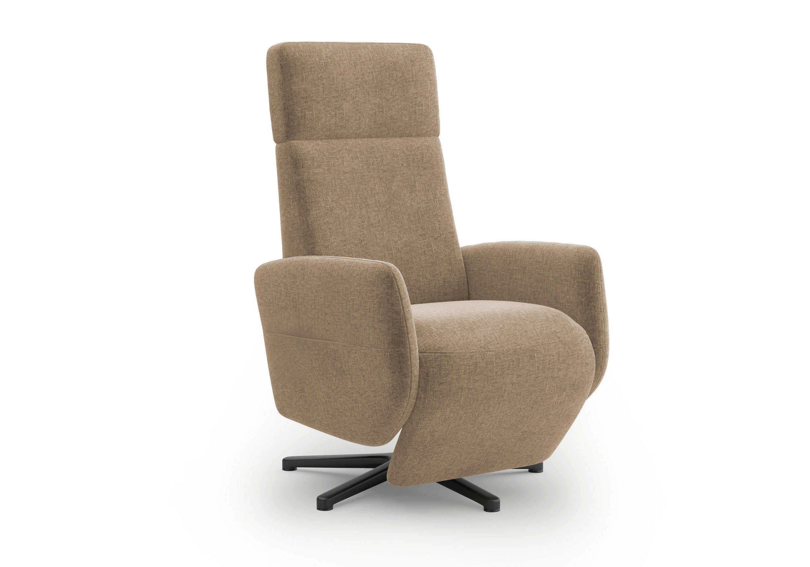 RELAXSESSEL Flachgewebe    - Hellbraun/Schwarz, KONVENTIONELL, Textil/Metall (71/110/82cm) - Sit & More