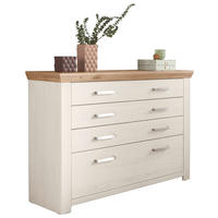 KOMMODE , 129,3/94,6/44,2 cm, 8 Schublade(n)  - Weiß/Eiche Artisan, Design, Holzwerkstoff/Metall (129,3/94,6/44,2cm) - SetOne by Musterring