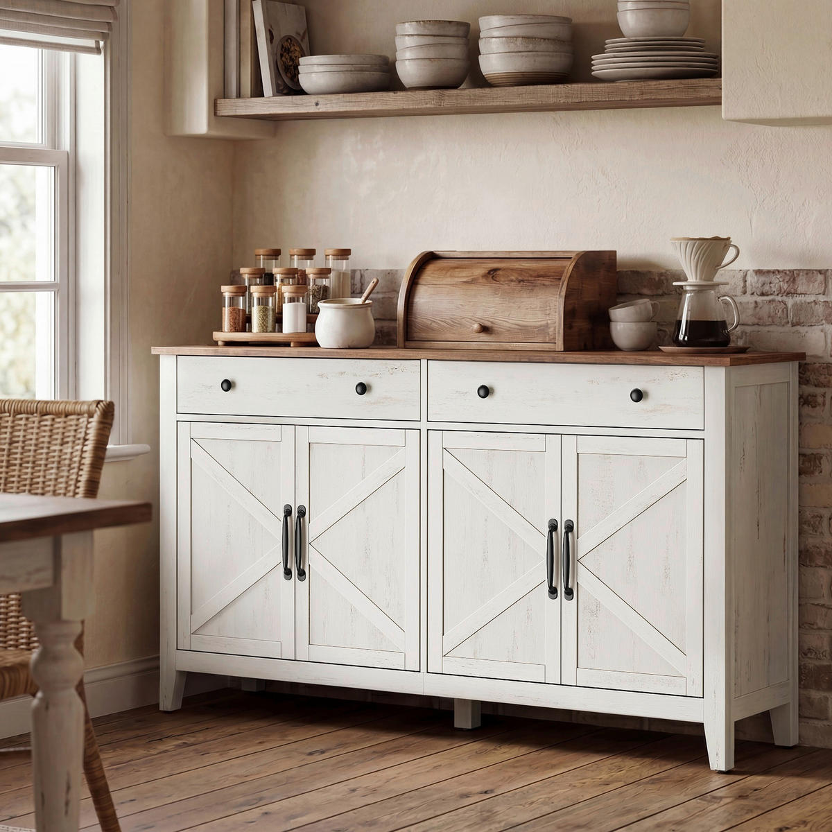 SIDEBOARD  140/80/40 cm 2 Schublade(n)  - Dunkelbraun/Schwarz, Trend, Holzwerkstoff/Metall (140/80/40cm) - Boxxx