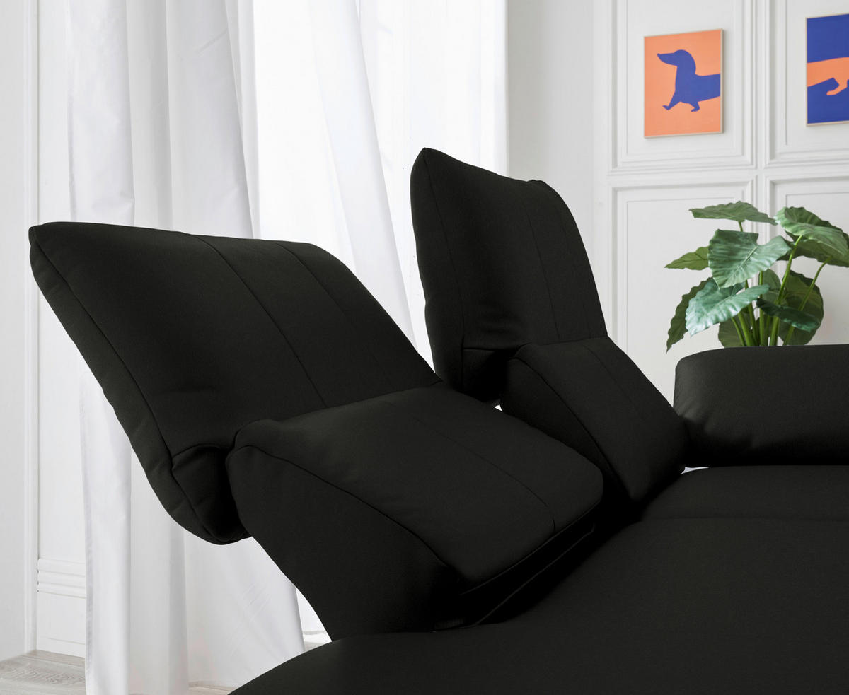 RÉCAMIERE in Echtleder Schwarz  - Chromfarben/Schwarz, Design, Leder/Metall (209/85-109/95-16cm) - Dieter Knoll