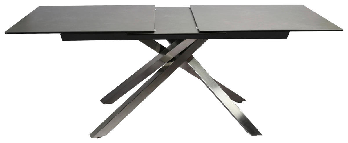 ESSTISCH in Metall, Glas, Keramik 180-240/90/76 cm  - Edelstahlfarben/Dunkelgrau, Design, Glas/Keramik (180-240/90/76cm) - Novel