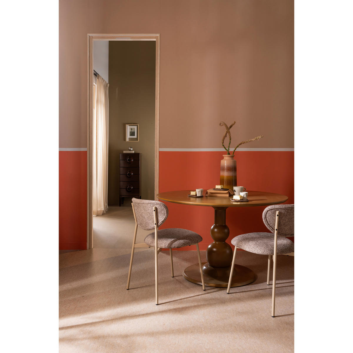 STUHL-SET 2 Stück  in Eisen Webstoff  - Sandfarben, MODERN, Textil/Metall (46/77/56cm) - Livetastic