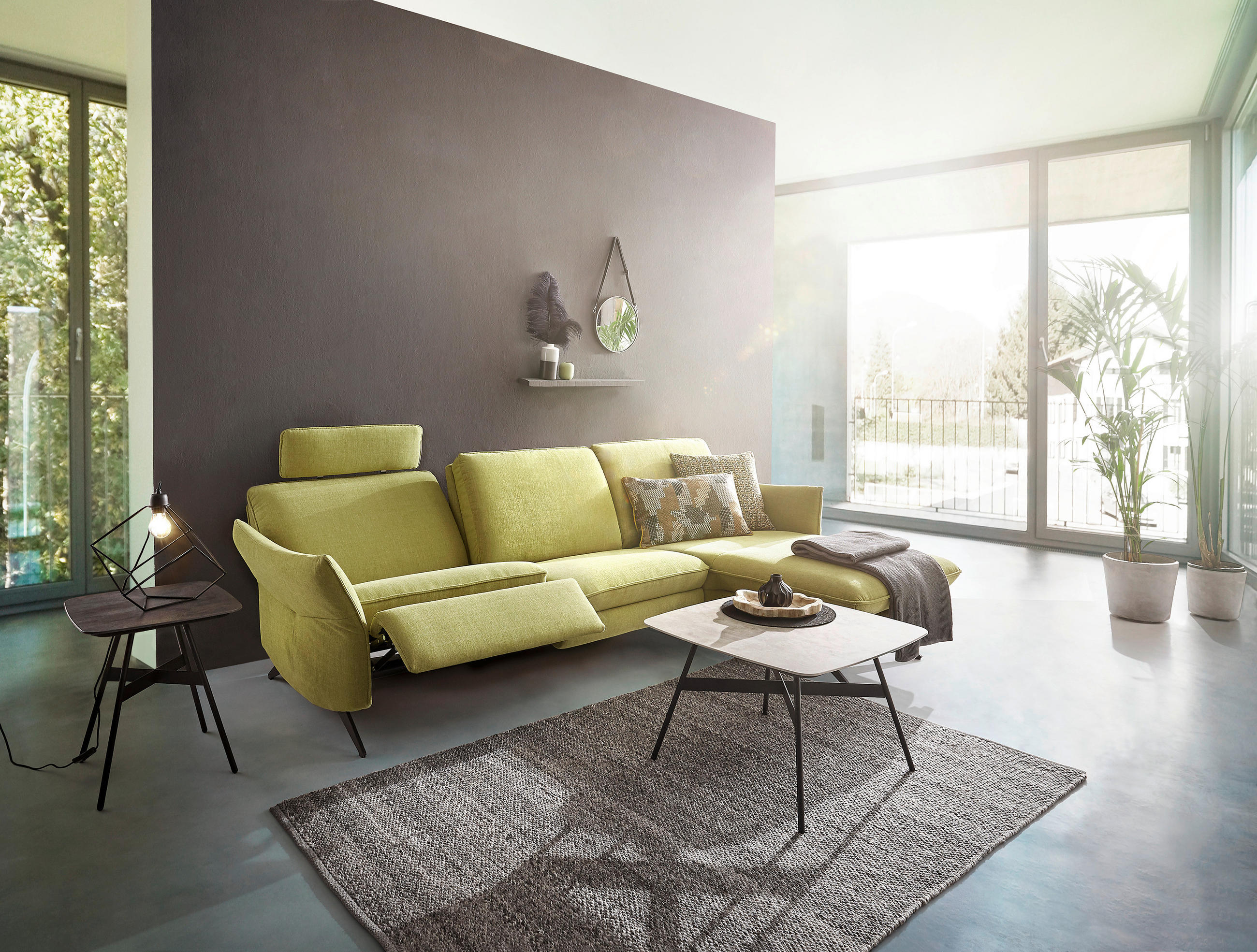 ECKSOFA in Chenille Dunkelrot  - Anthrazit/Dunkelrot, Design, Textil/Metall (262/158cm) - Himolla Komfortklass