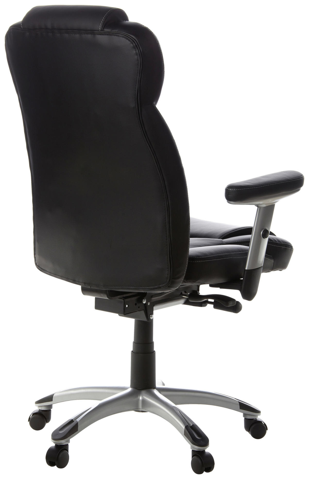 CHEFSESSEL  in Lederlook Schwarz, Silberfarben  - Silberfarben/Schwarz, MODERN, Kunststoff/Textil (63/131/53cm) - MID.YOU