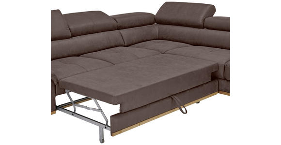 ECKSOFA in Lederlook Mokka 282/226 cm - Schwarz/Mokka, Natur, Holz/Textil (282/226cm) - Novel