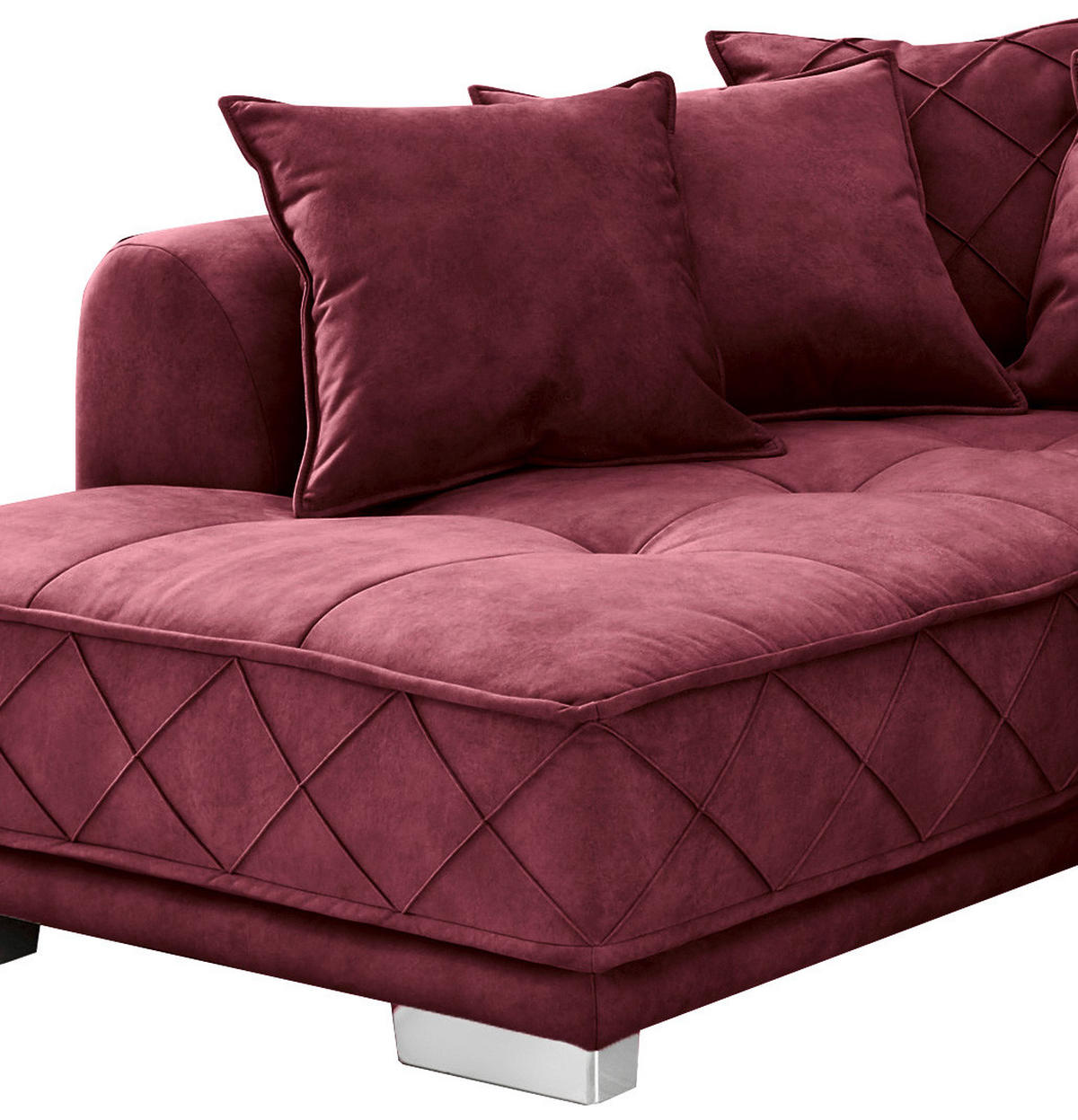 ECKSOFA in Mikrovelours Bordeaux  - Bordeaux/Silberfarben, Basics, Kunststoff/Textil (319/194cm) - MID.YOU