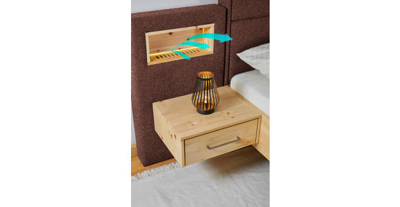 BOXSPRINGBETT 160/200 cm in Eichefarben, Dunkelrot - Eichefarben/Dunkelrot, Natur, Holz/Textil (160/200cm) - Valnatura