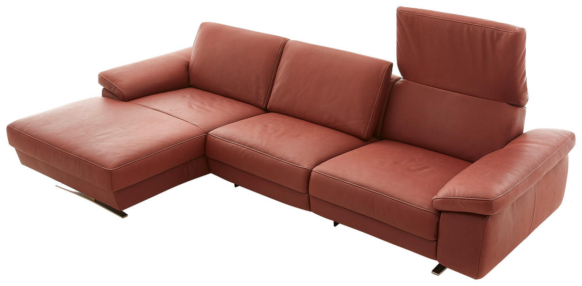 ECKSOFA Rot Echtleder  - Beige/Rot, Design, Leder/Metall (174/287cm) - Koinor