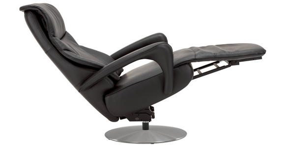 RELAXSESSEL Lenno Echtleder Nackenstütze, Relaxfunktion, Kopfteilverstellung, Aufstehhilfe    - Edelstahlfarben/Schwarz, Design, Leder/Metall (75/117/88cm) - Dieter Knoll