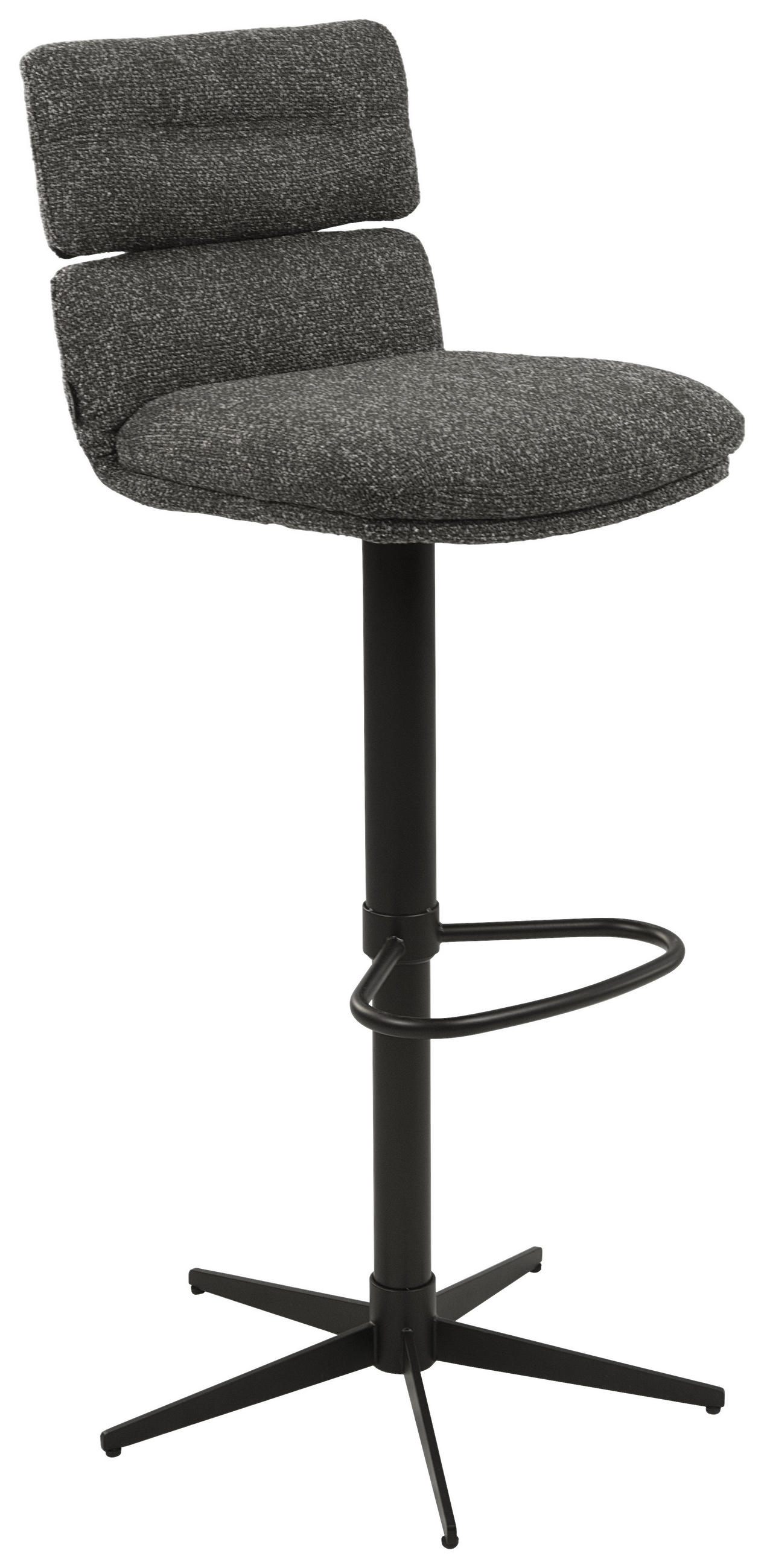 BARHOCKER Webstoff Schwarz, Dunkelgrau Eisen Lederauswahl, Stoffauswahl, Wippfunktion, Sitzfläche 360° drehbar  - Dunkelgrau/Schwarz, Design, Textil/Metall (42/99-117/50cm) - Dieter Knoll