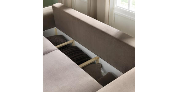 BIGSOFA in Textil Creme, Naturfarben - Creme/Braun, ROMANTIK / LANDHAUS, Kunststoff/Textil (256/74-90/106cm) - Hom`in