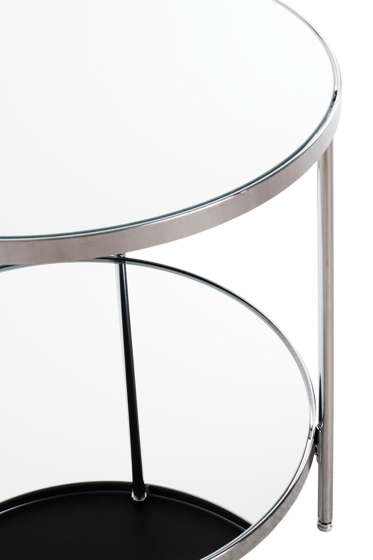 BEISTELLTISCH 45/45/46 cm Chromfarben rund  - Chromfarben, Trend, Glas/Metall (45/45/46cm)