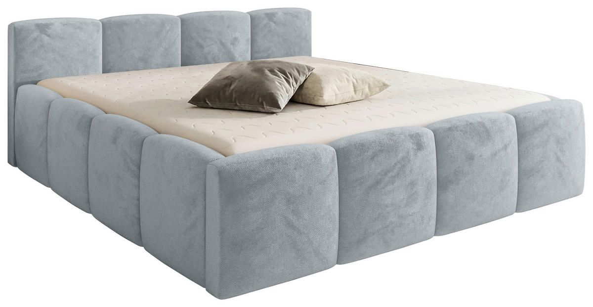 POLSTERBETT 180/200 cm,  in Hellgrau, gepolstertes Kopfteil, Lattenrost, Bettkasten,  - Hellgrau/Schwarz, MODERN, Holz/Textil (180/200cm) - Chameo