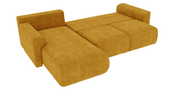 ECKSOFA in Samt Gelb  - Chromfarben/Gelb, KONVENTIONELL, Kunststoff/Textil (195/293cm) - Carryhome