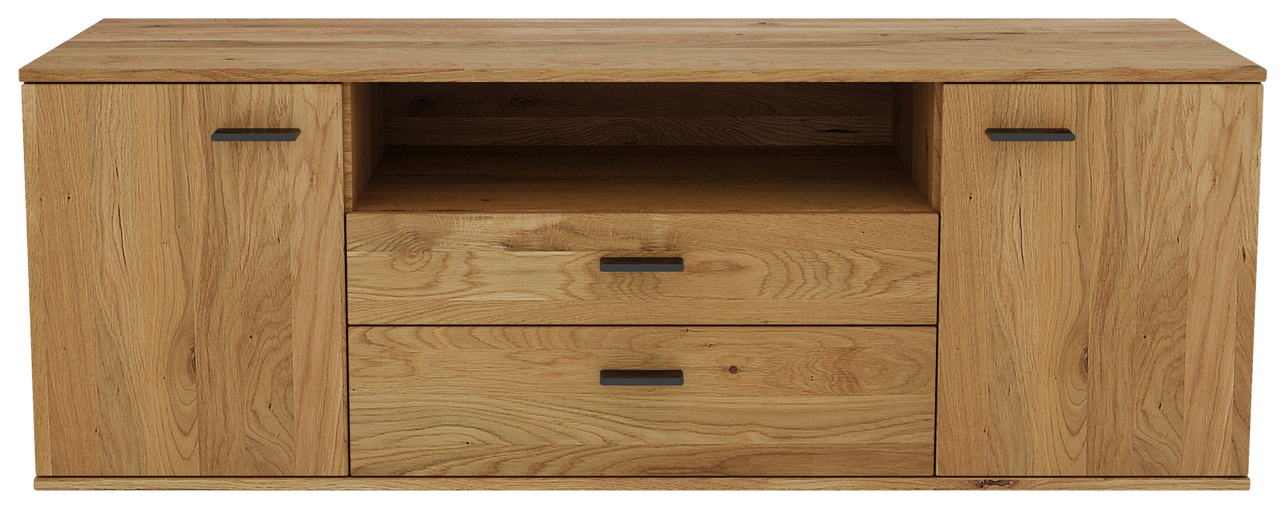 LOWBOARD  165/58/50 cm 2 Schublade(n) Beimöbel erhältlich, stehend  - Schwarz/Eiche Artisan, Natur, Holz/Holzwerkstoff (165/58/50cm) - Linea Natura