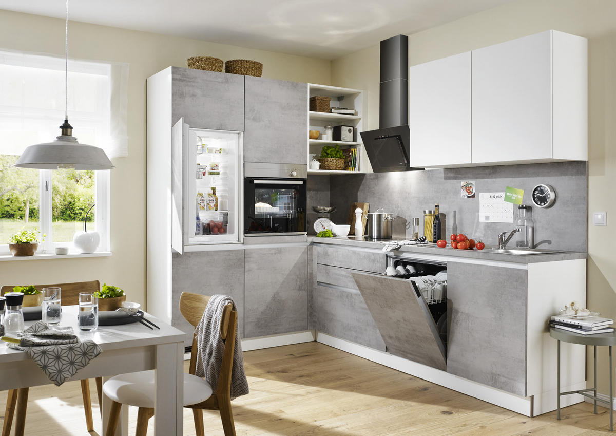 KUCHYŇSKÁ LINKA BASE 275 - bílá/světle šedá, Design, kompozitní dřevo (185/275cm) - Welnova