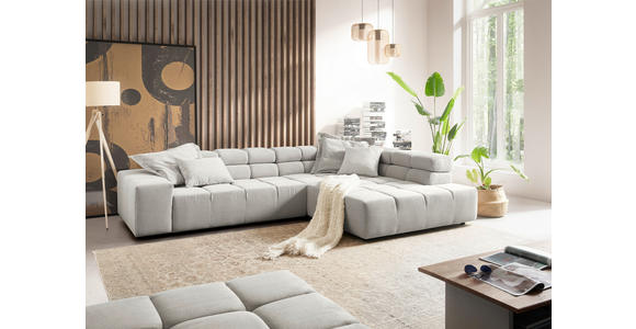 ECKSOFA in Feincord Weiß  - Schwarz/Weiß, Design, Kunststoff/Textil (319/215cm) - Hom`in