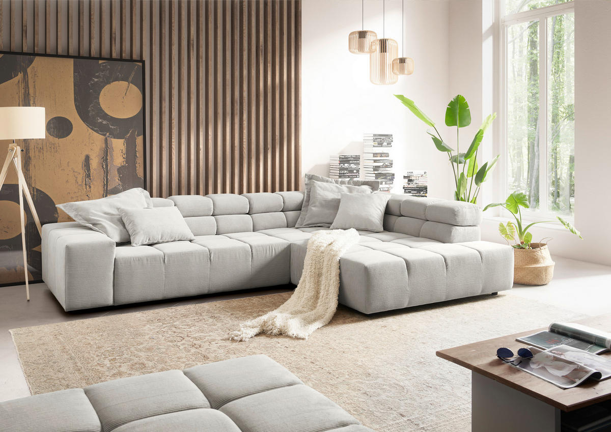 HOCKER in Textil Weiss  - Weiss/Schwarz, Design, Kunststoff/Textil (107/39/107cm) - Hom`in