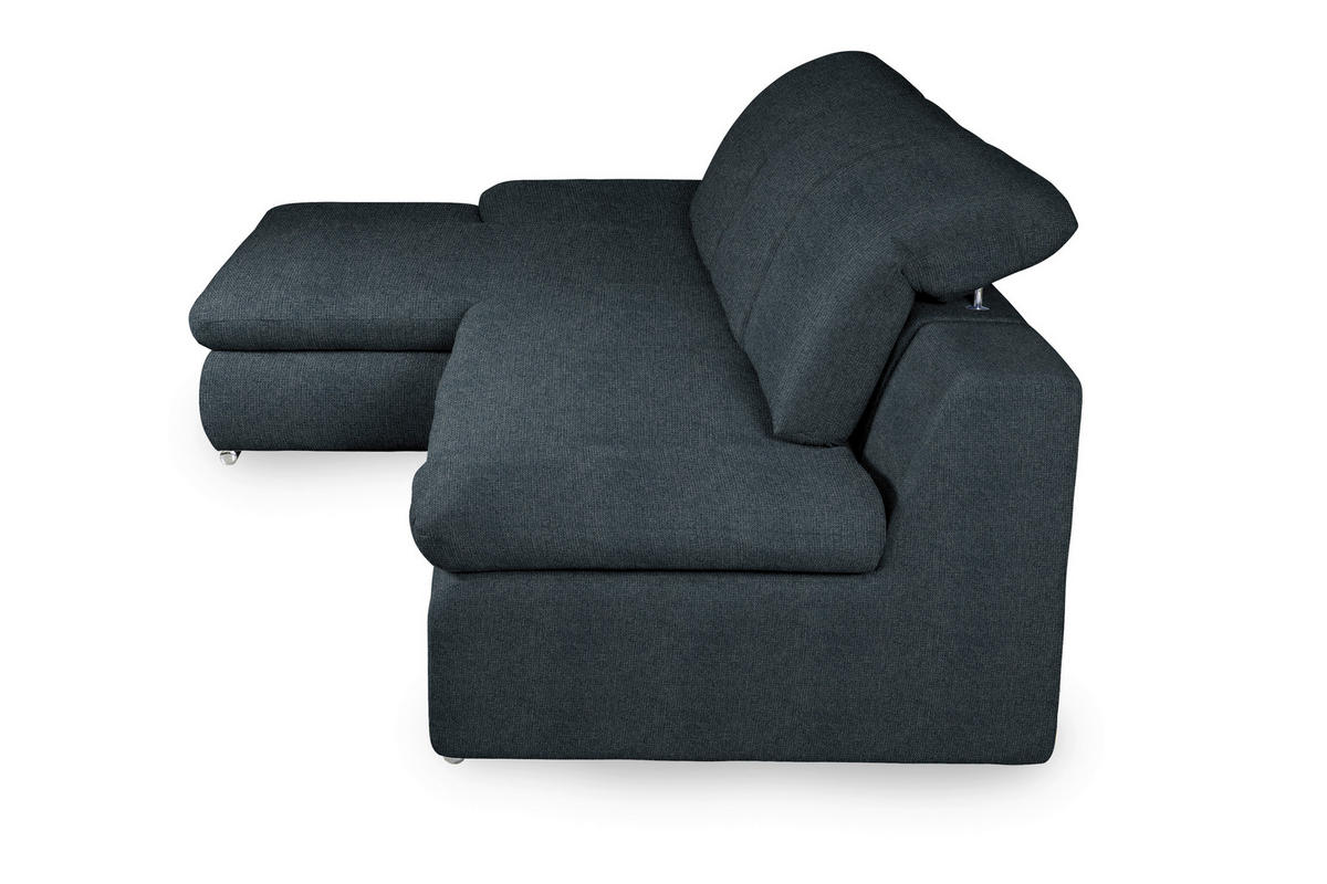 ECKSOFA in Chenille Schwarz  165/286 cm  - Chromfarben/Schwarz, Design, Textil/Metall (165/286cm) - Livetastic