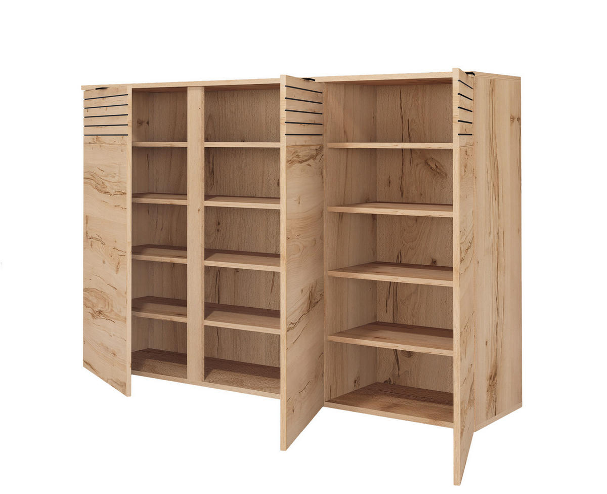 SCHUHSCHRANK Buchefarben  - Buchefarben/Schwarz, Design, Holzwerkstoff/Metall (150/103/38cm) - MID.YOU