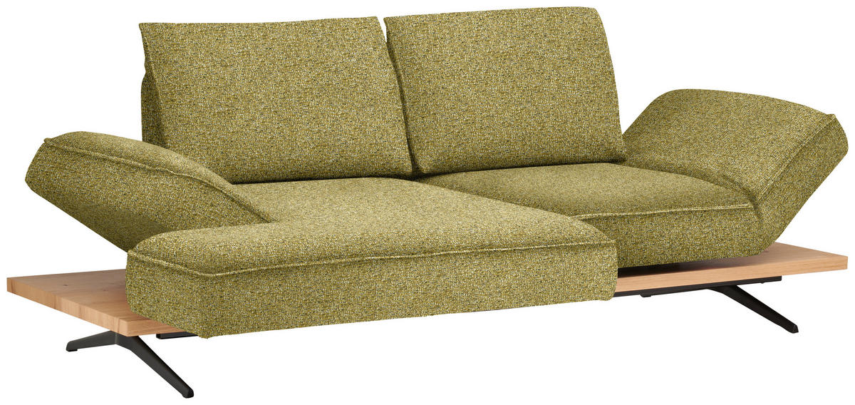ECKSOFA Chenille Grün, Goldfarben  - Goldfarben/Schwarz, Design, Holz/Textil (132/240cm) - Koinor