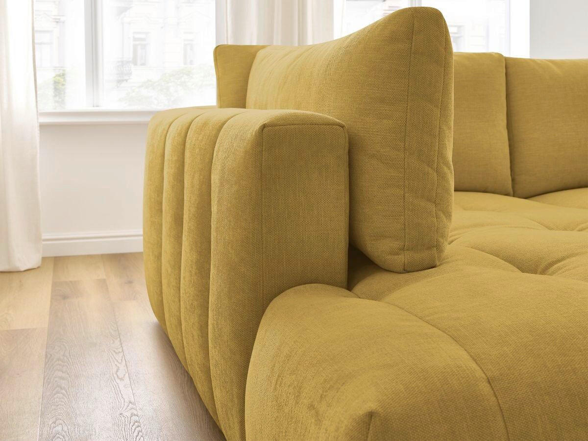 ECKSCHLAFSOFA FUJI Leinenoptik Gelb  inkl.  - Gelb/Schwarz, MODERN, Kunststoff/Textil (204/282cm)