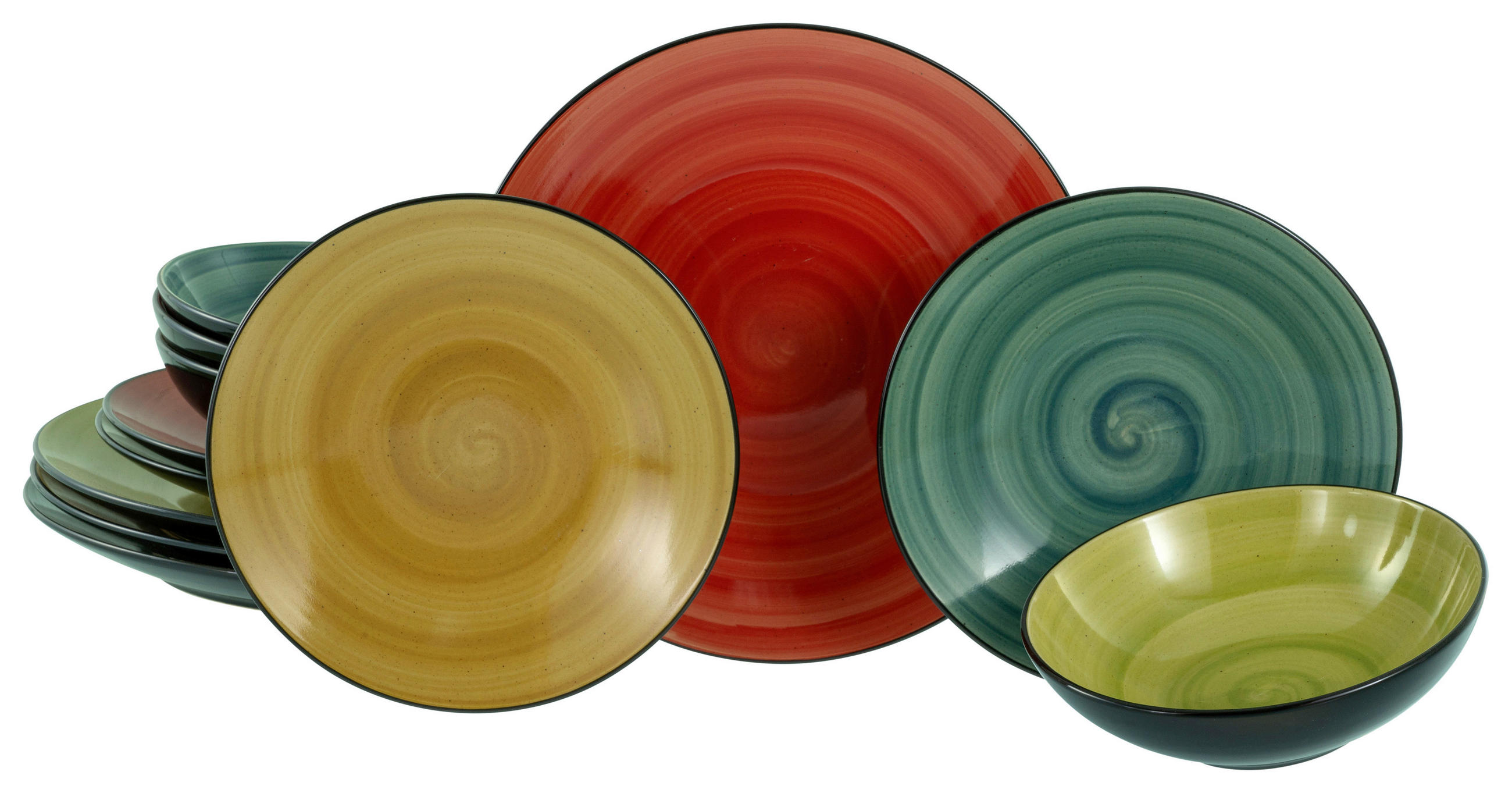 TAFELSERVICE Opal, Rot, Hellgrün, Sahara 12-teilig Samoa  - Rot/Opal, Basics, Keramik - Creatable