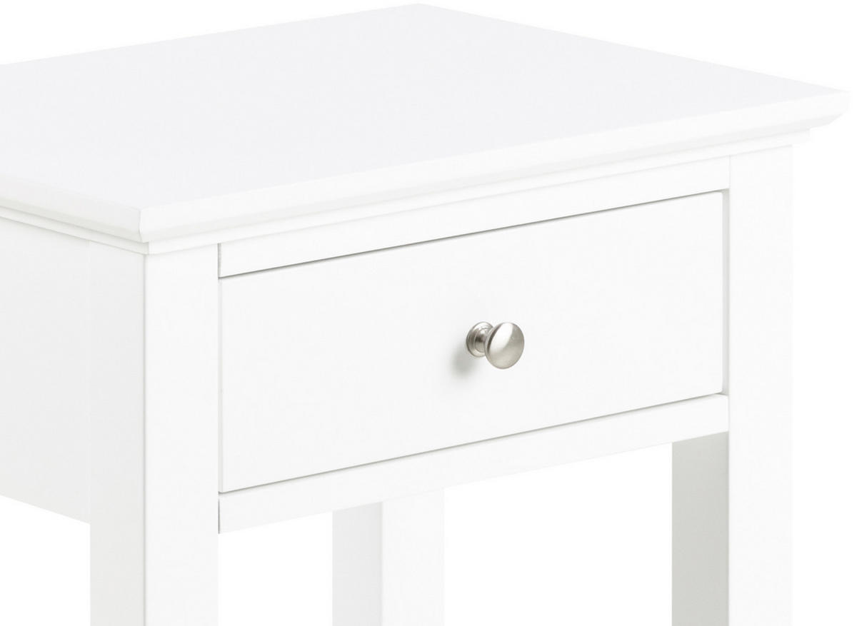 SÄNGBORD i vit  - vit/silver, Klassisk, metall/trämaterial (34/62,8/45cm) - Best Price