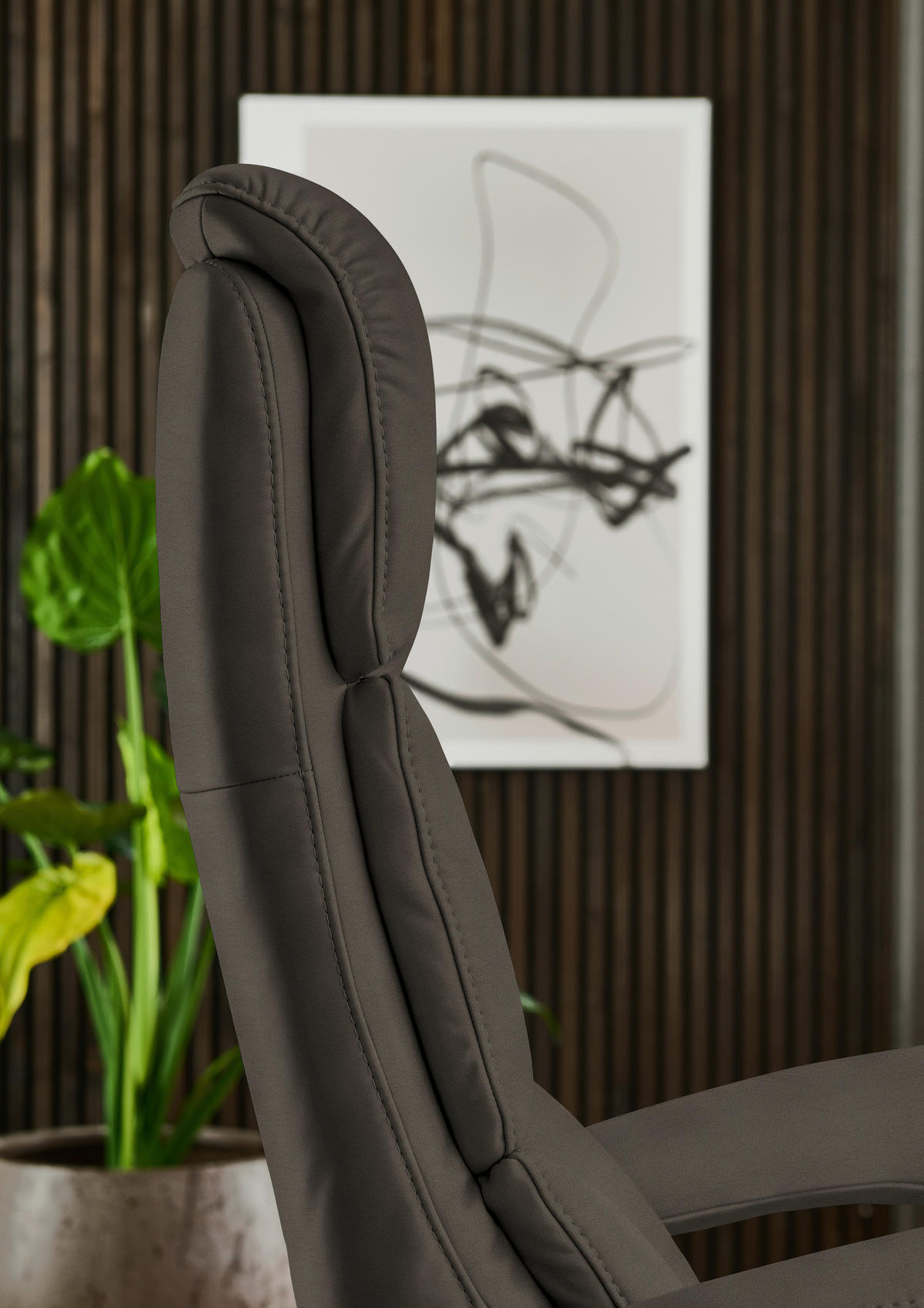 RELAXSESSEL in Leder Graubraun  - Edelstahlfarben/Graubraun, Design, Leder/Metall (76/119/86cm) - Dieter Knoll