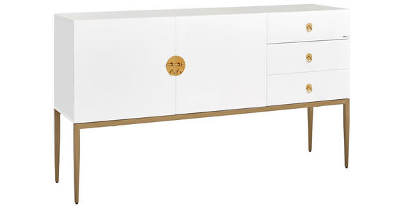 SIDEBOARD Weiß, Messingfarben Einlegeböden  - Messingfarben/Weiß, Design, Holzwerkstoff/Metall (150/85/40cm) - Carryhome