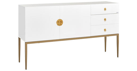 SIDEBOARD 150/85/40 cm in Weiß, Messingfarben - Messingfarben/Weiß, Design, Holzwerkstoff/Metall (150/85/40cm) - Carryhome