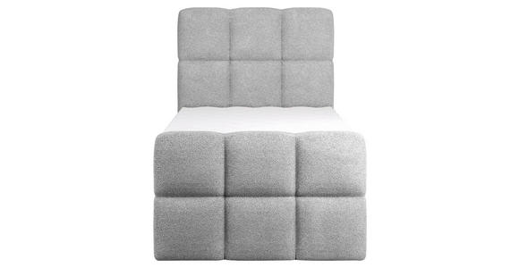 BOXBETT 90/200 cm,  in Hellgrau, gepolstertes Kopfteil, Bettkasten, Topper, H3 = fest  - Hellgrau/Schwarz, Design, Holzwerkstoff/Kunststoff (90/200cm) - Xora