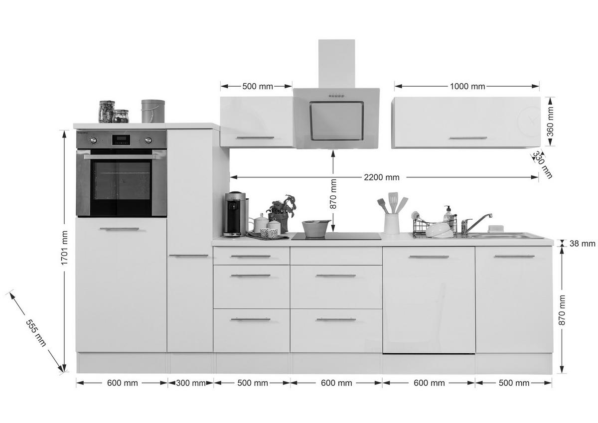 KÜCHENBLOCK 310 cm   in Grau, Eichefarben  - Edelstahlfarben/Eichefarben, Basics, Holzwerkstoff/Metall (310cm) - Respekta