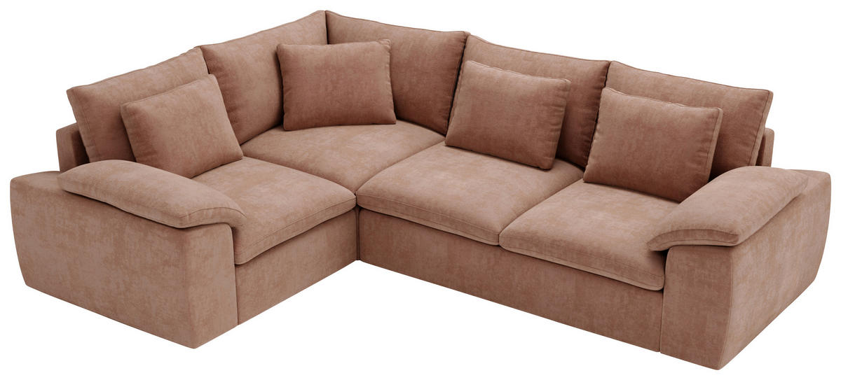 ECKSOFA Chenille Koralle  - Koralle/Schwarz, Design, Kunststoff/Textil (216/289cm) - Livetastic