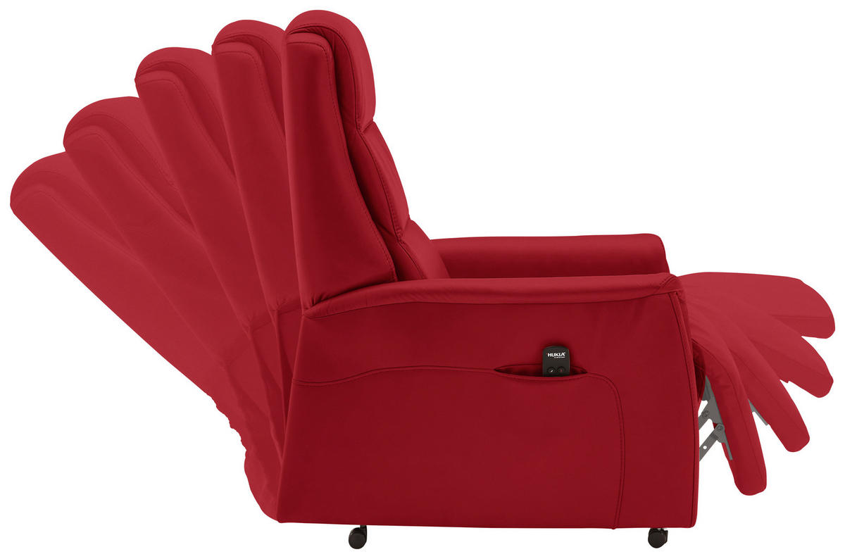 FERNSEHSESSEL Valdera  mit Relaxfunktion, Aufstehhilfe, Rücken echt Echtleder Rot  - Rot/Schwarz, KONVENTIONELL, Leder/Kunststoff (70/107/88cm) - Livetastic