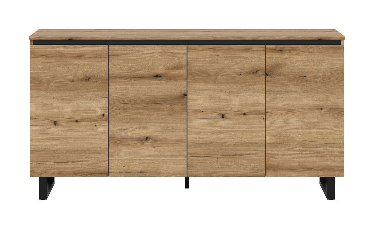 SIDEBOARD 160/84/36 cm  - mörk ek/svart, Design, trämaterial/plast (160/84/36cm) - Livetastic