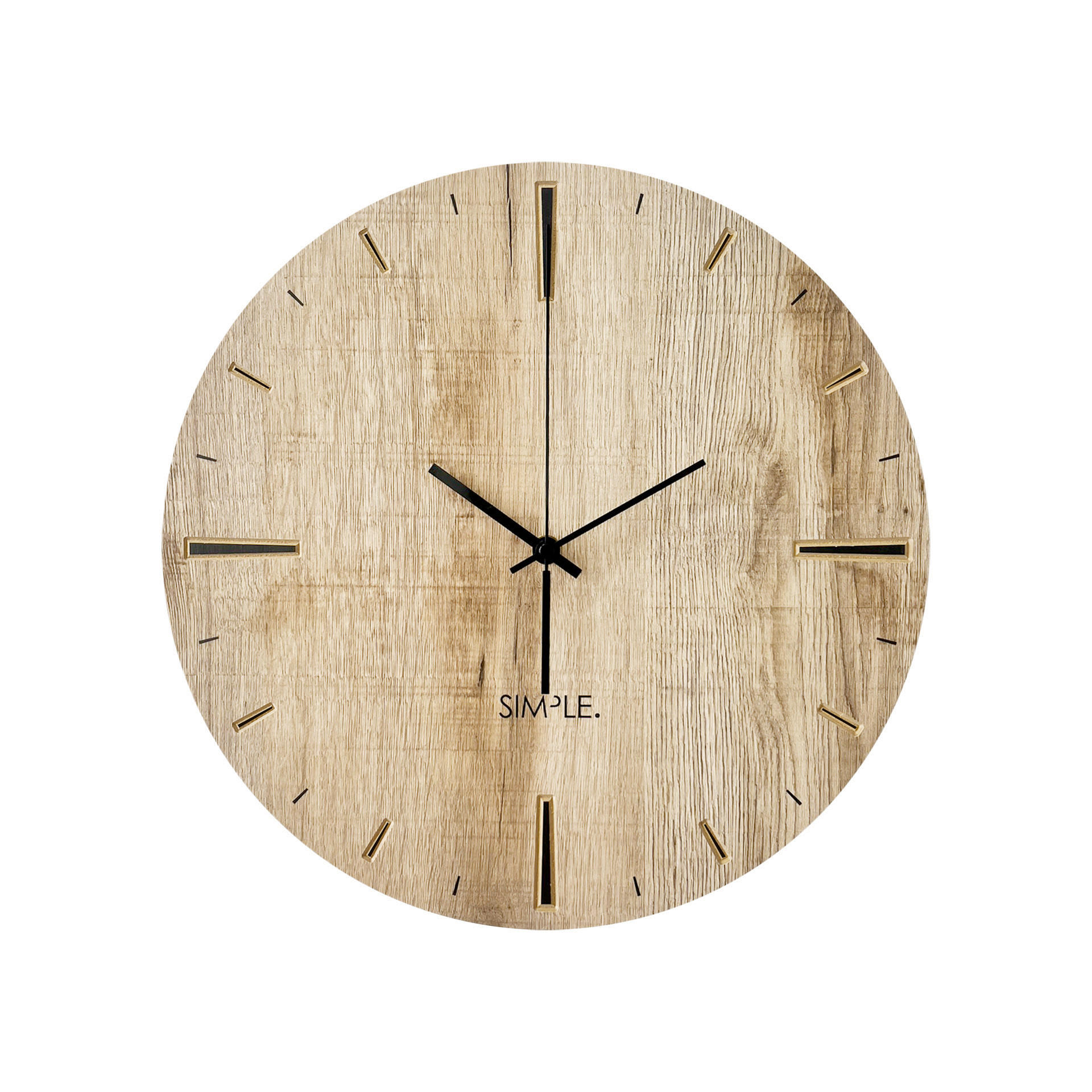 WANDUHR Schwarz, Eichefarben 36/37/5 cm  - Eichefarben/Schwarz, Basics, Holz/Kunststoff (36/37/5cm)