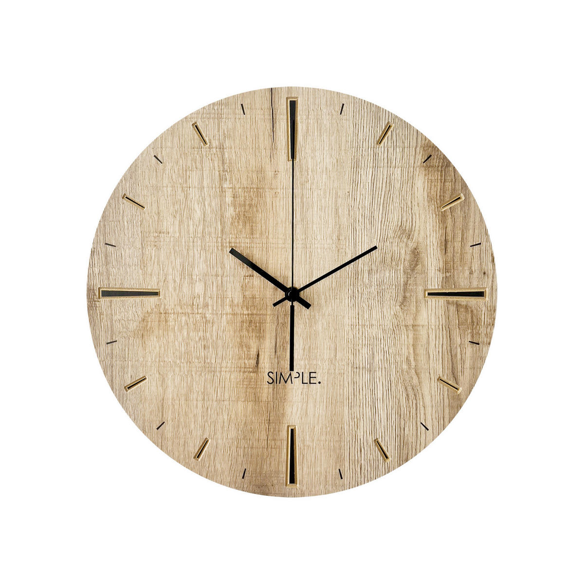 WANDUHR Schwarz, Eichefarben 36/37/5 cm  - Eichefarben/Schwarz, Basics, Holz/Kunststoff (36/37/5cm)