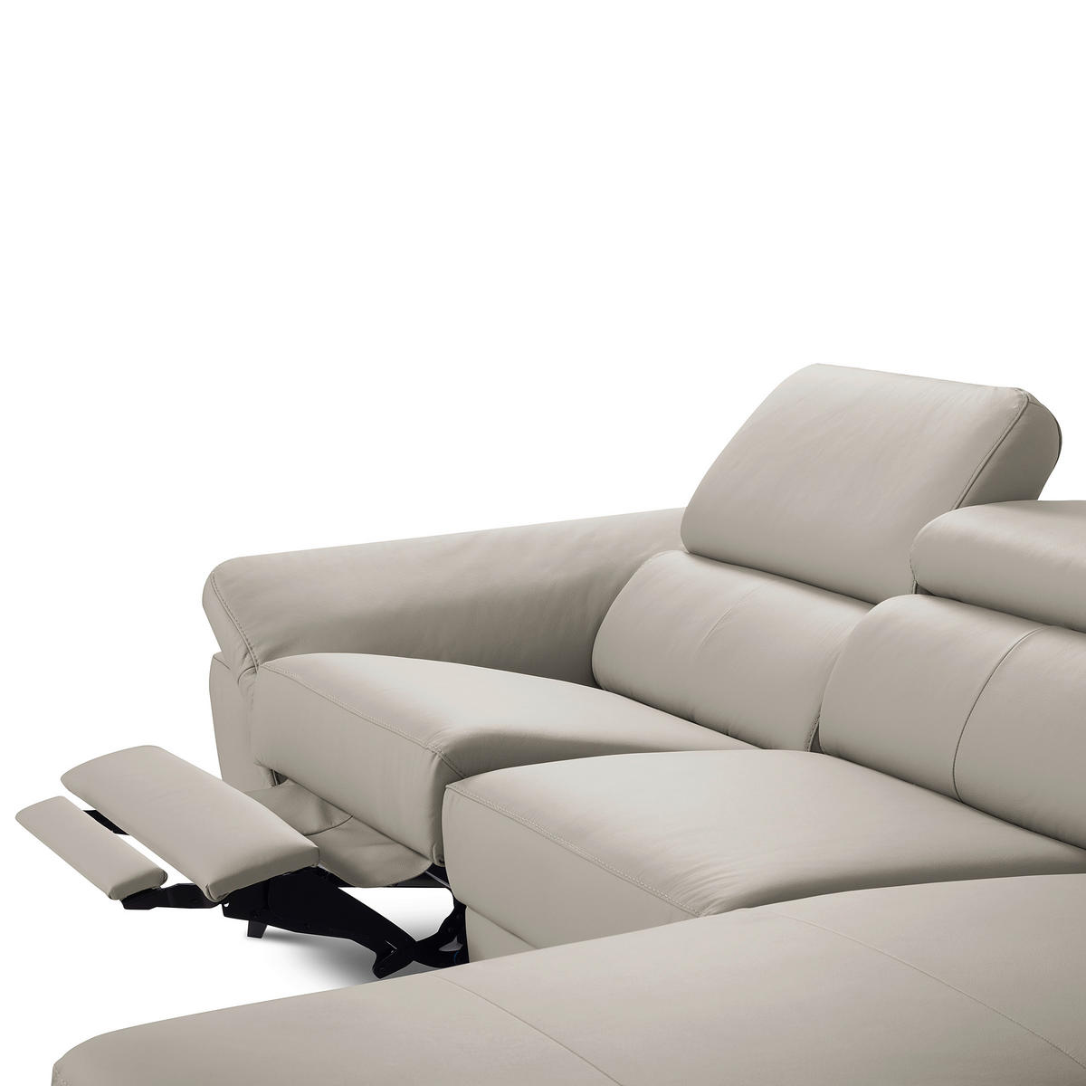 ECKSOFA  in Lederlook Echtleder Platinfarben  252/179 cm  - Platinfarben/Schwarz, Design, Leder/Textil (252/179cm) - Livetastic