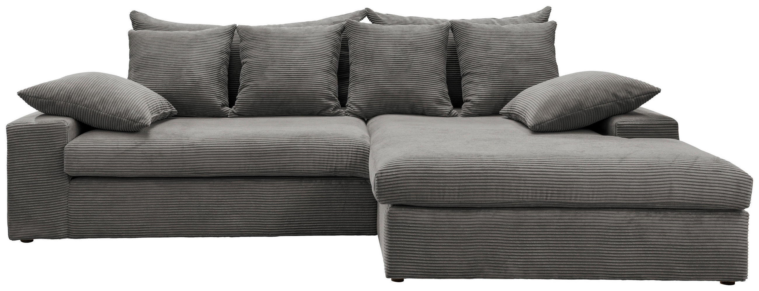 ECKSOFA in Cord Grau - Schwarz/Grau, Modern, Kunststoff/Textil (278/200cm) - Livetastic