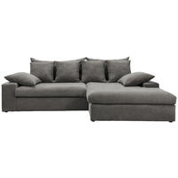 ECKSOFA in Cord Grau  - Schwarz/Grau, Modern, Kunststoff/Textil (278/200cm) - Livetastic