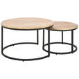 COUCHTISCHSET Mangoholz vollmassiv rund Naturfarben  - Schwarz/Naturfarben, Design, Holz (60/80/60/80/42/45cm) - Carryhome