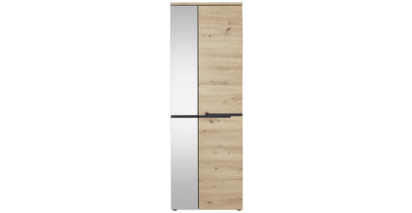 GARDEROBENSCHRANK  in 65/192/38 cm  - Eichefarben/Graphitfarben, Design, Glas/Holzwerkstoff (65/192/38cm) - Voleo