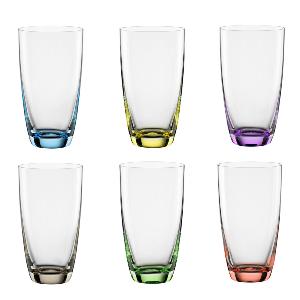SADA POHÁROV 6 ks - lila/modrá, Basics, sklo (350ml) - Novel