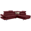 ECKSOFA Lederlook Kombination Echtleder/Lederlook Bordeaux  - Chromfarben/Bordeaux, Design, Leder/Textil (265/212cm) - Stylife