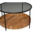 COUCHTISCH Mangoholz Sicherheitsglas 48/48/78 cm rund Braun  - Schwarz/Braun, Design, Glas/Holz (48/48/78cm) - Landscape