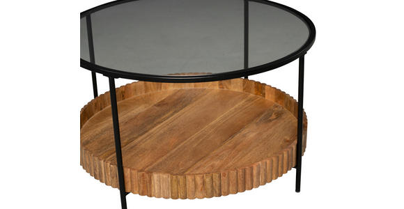 COUCHTISCH Mangoholz Sicherheitsglas 48/48/78 cm rund Braun  - Schwarz/Braun, Design, Glas/Holz (48/48/78cm) - Landscape