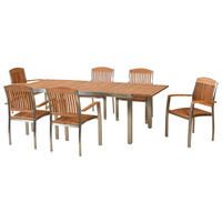 GARTENSET 7-teilig  - Silberfarben/Naturfarben, MODERN, Holz/Metall - Gardenson