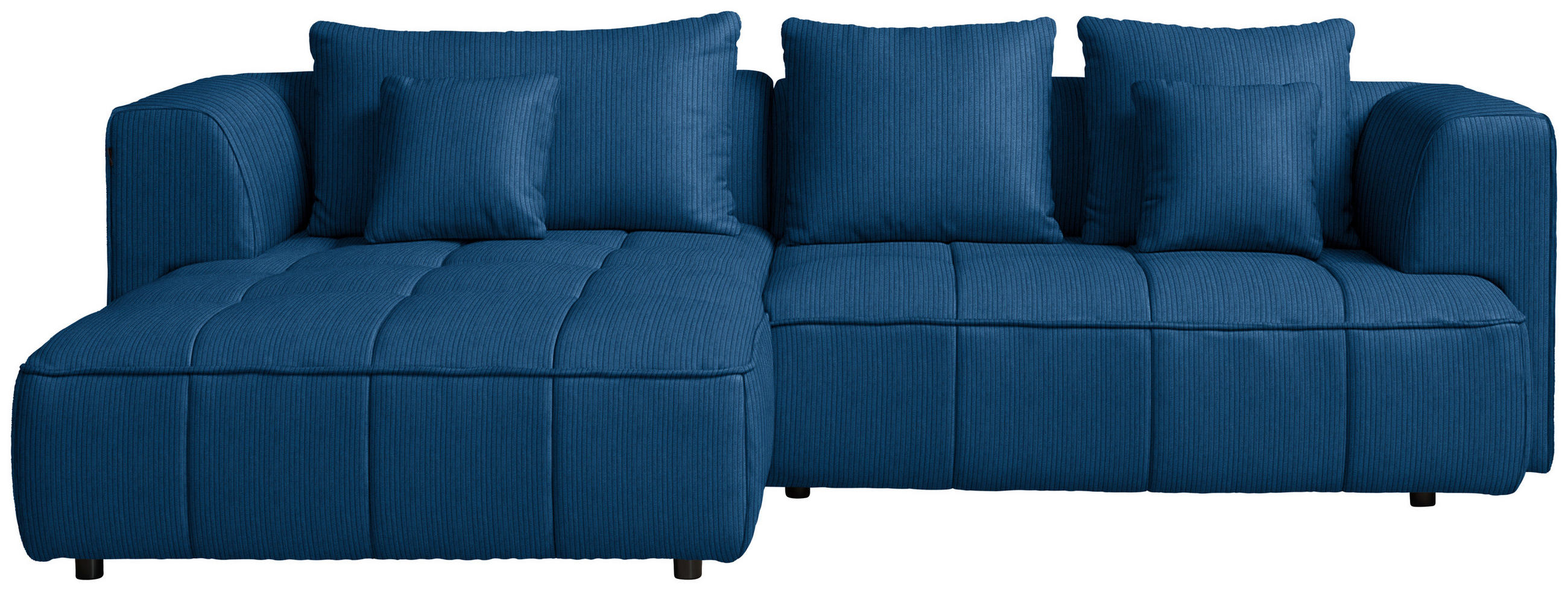 ECKSOFA Feincord Royalblau  - Royalblau/Schwarz, Design, Kunststoff/Textil (188/288cm) - Welnova